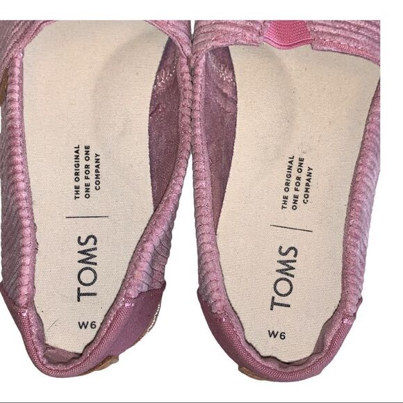 TOMS Womens Slip On Flats Pink Micro Corduroy Sz 6 - Picture 10 of 11